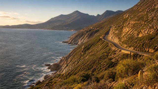 Coastal road winding through the mountains of the Cape Peninsula