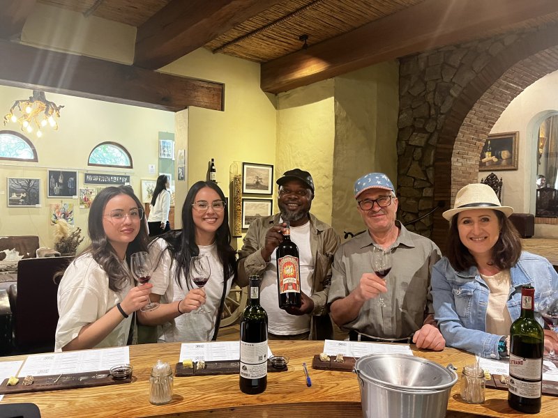 Enjoying wine tasting 