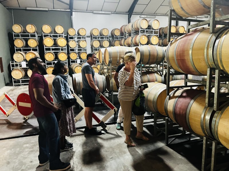 Enjoying the wine tasting 